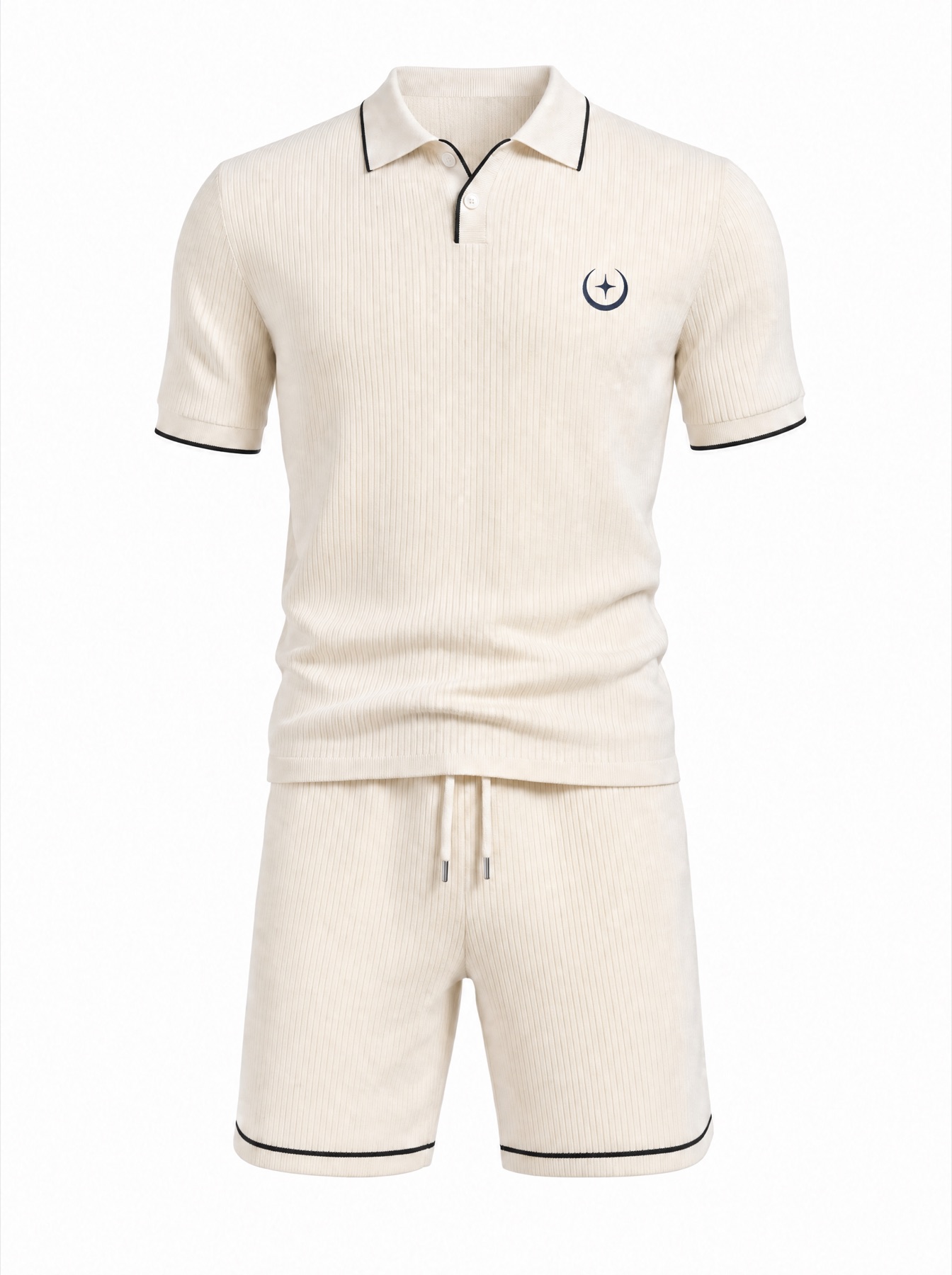 Bộ polo len gân — Viền đen