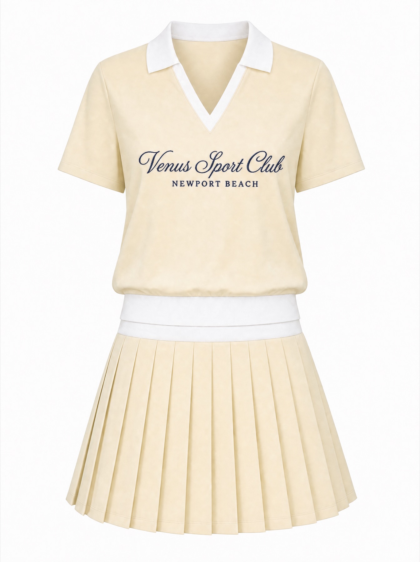 Set đầm polo Sport Club — Kem